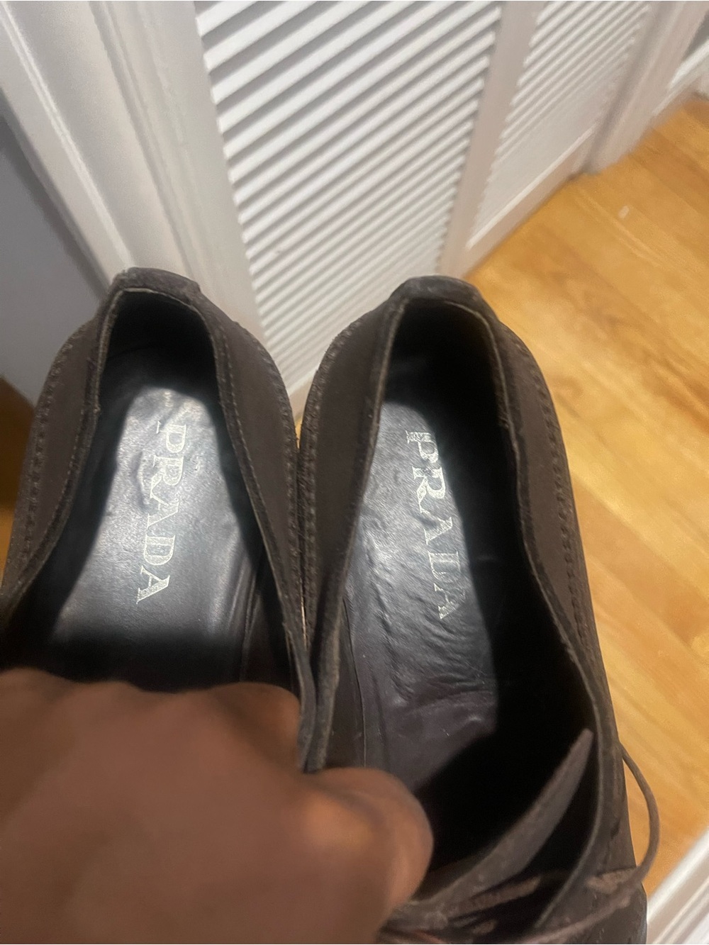 Vintage Prada Men's Dark Brown Suede Wingtip Dress Shoes Sz 9 - Picture 9 of 16